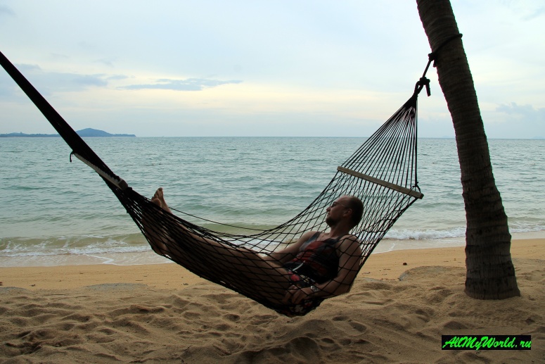 Автор в гамаке отеля W Koh Samui
